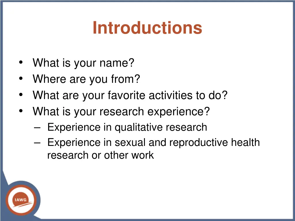 introductions