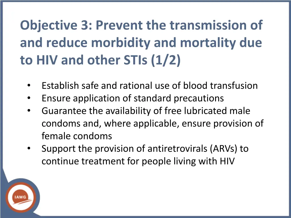 objective 3 prevent the transmission