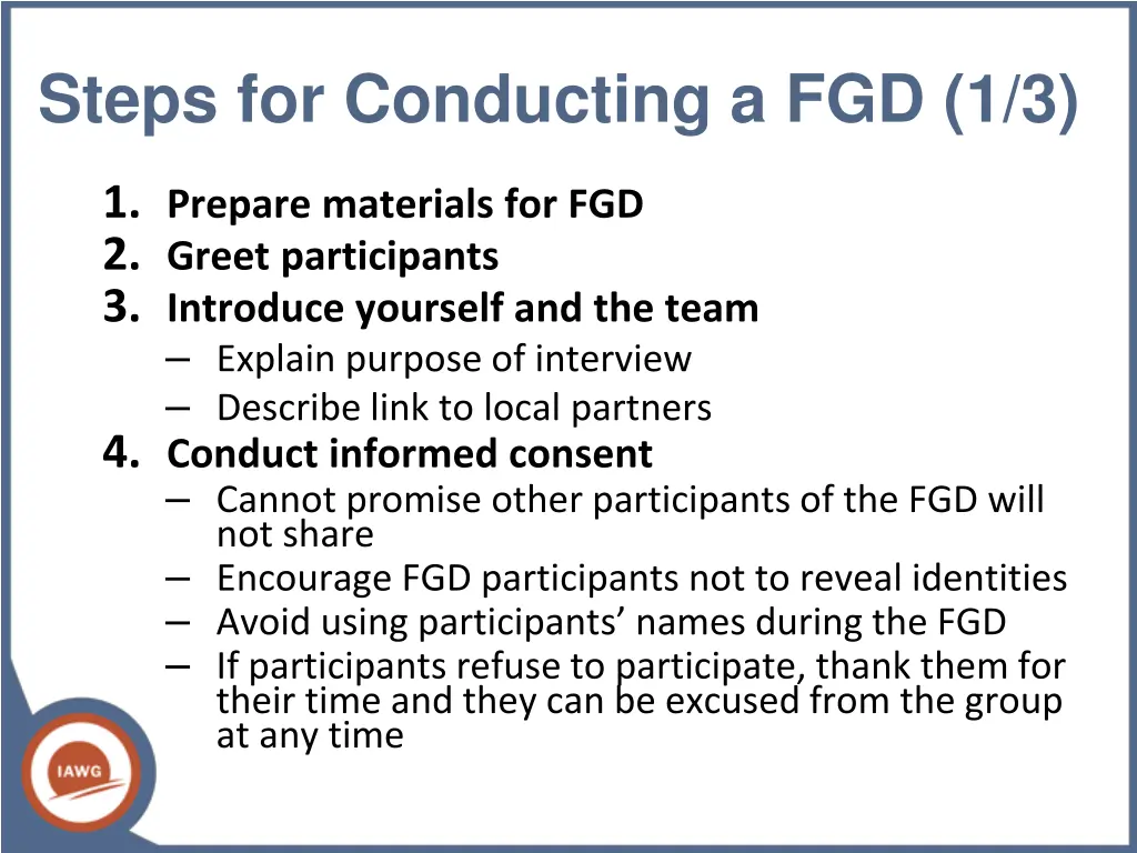 steps for conducting a fgd 1 3