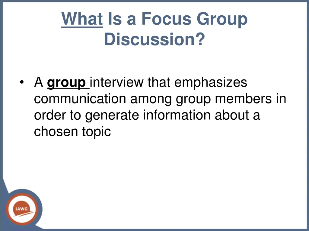 what is a focus group discussion