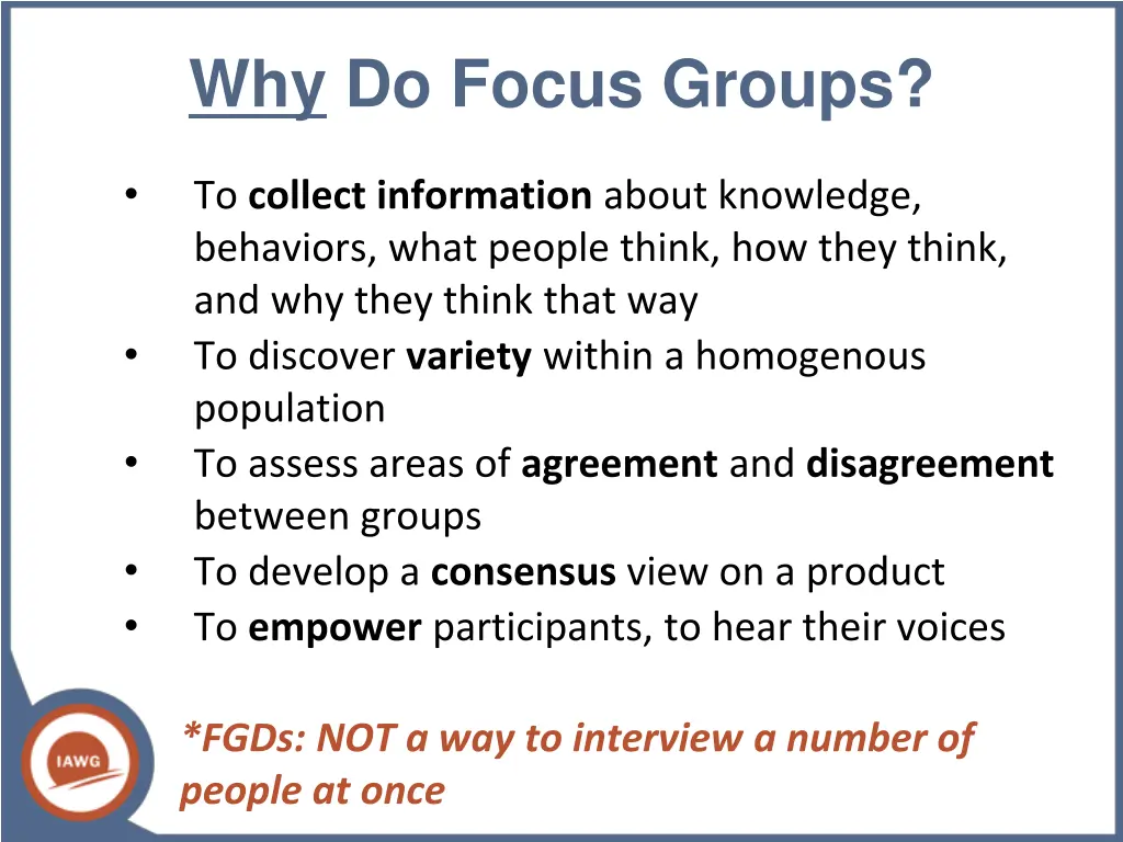 why do focus groups
