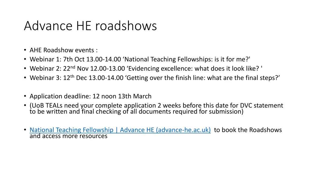 advance he roadshows