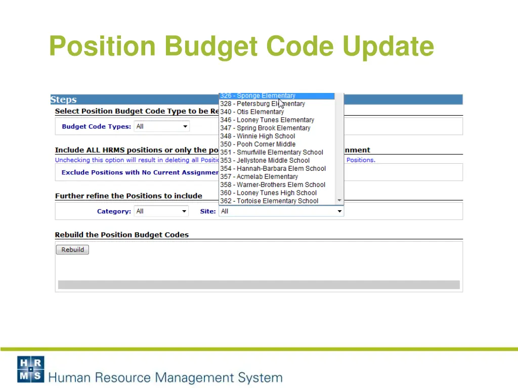 position budget code update 3
