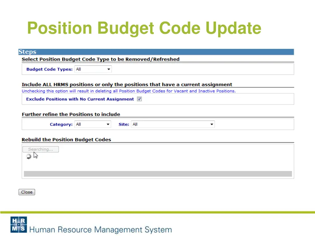 position budget code update 4