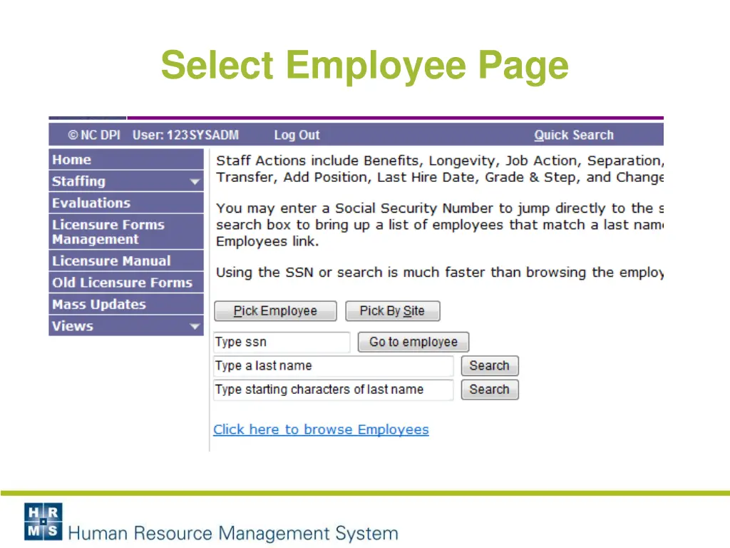 select employee page