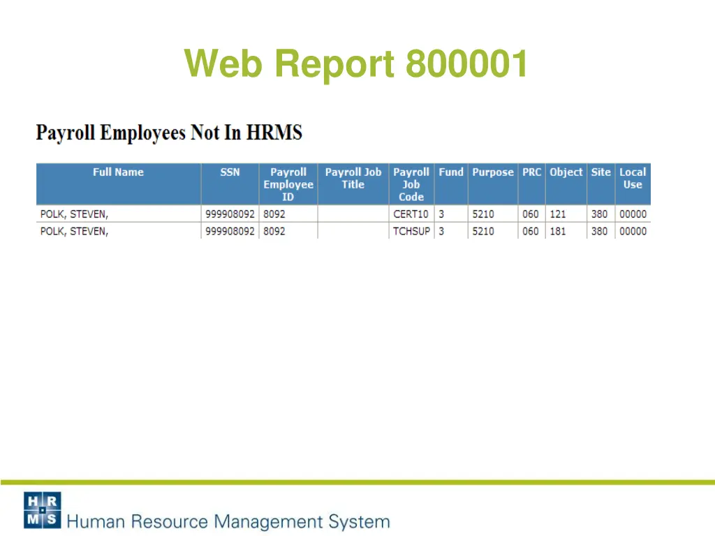 web report 800001 2