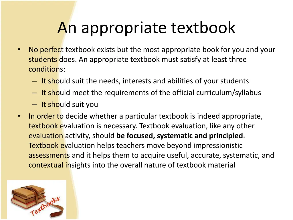 an appropriate textbook