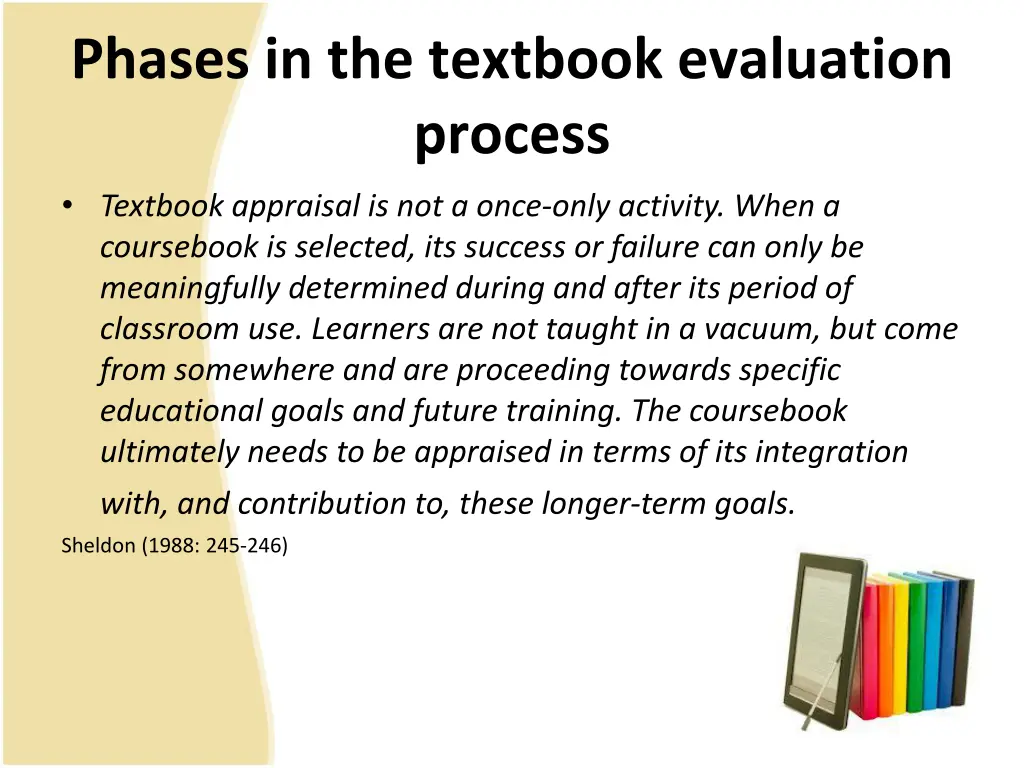 phases in the textbook evaluation process