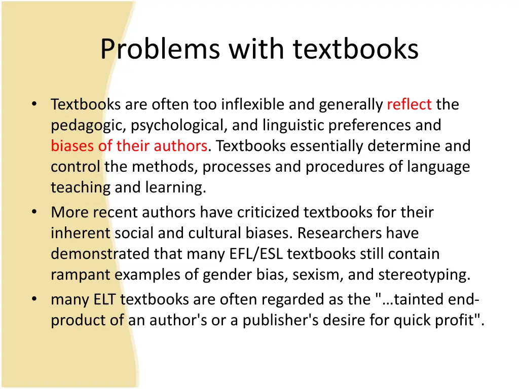 problems with textbooks 2