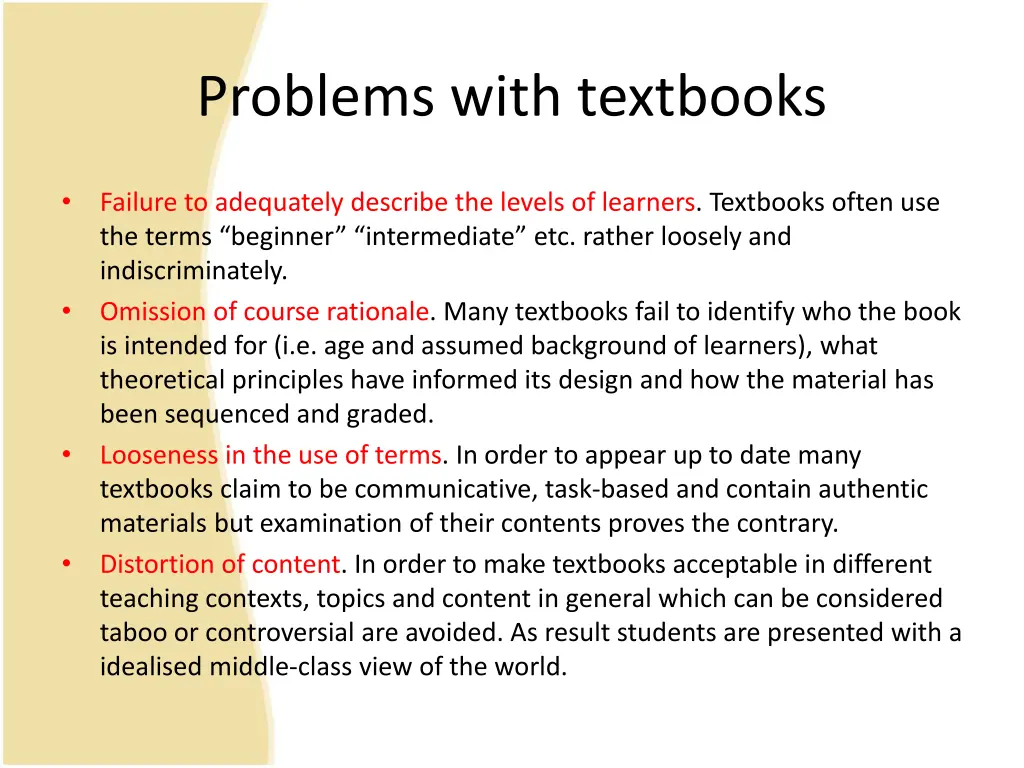 problems with textbooks
