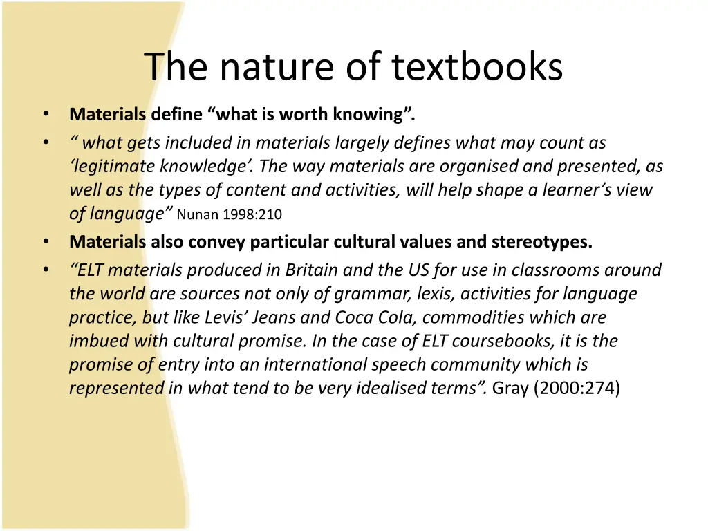 the nature of textbooks 1