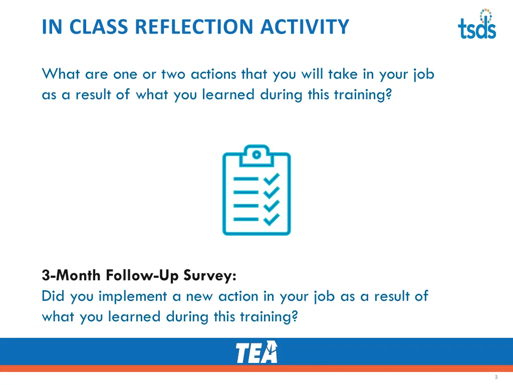 in class reflection activity