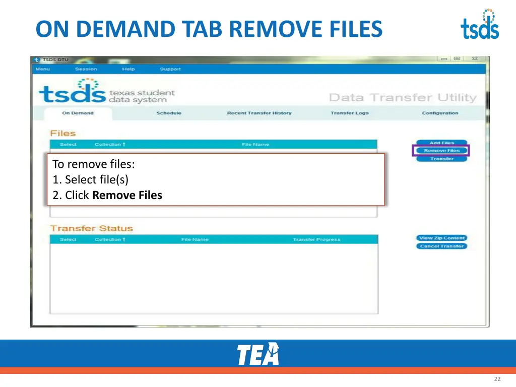 on demand tab remove files