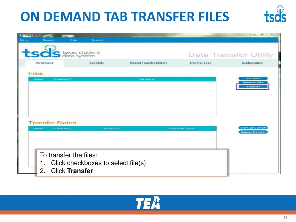 on demand tab transfer files