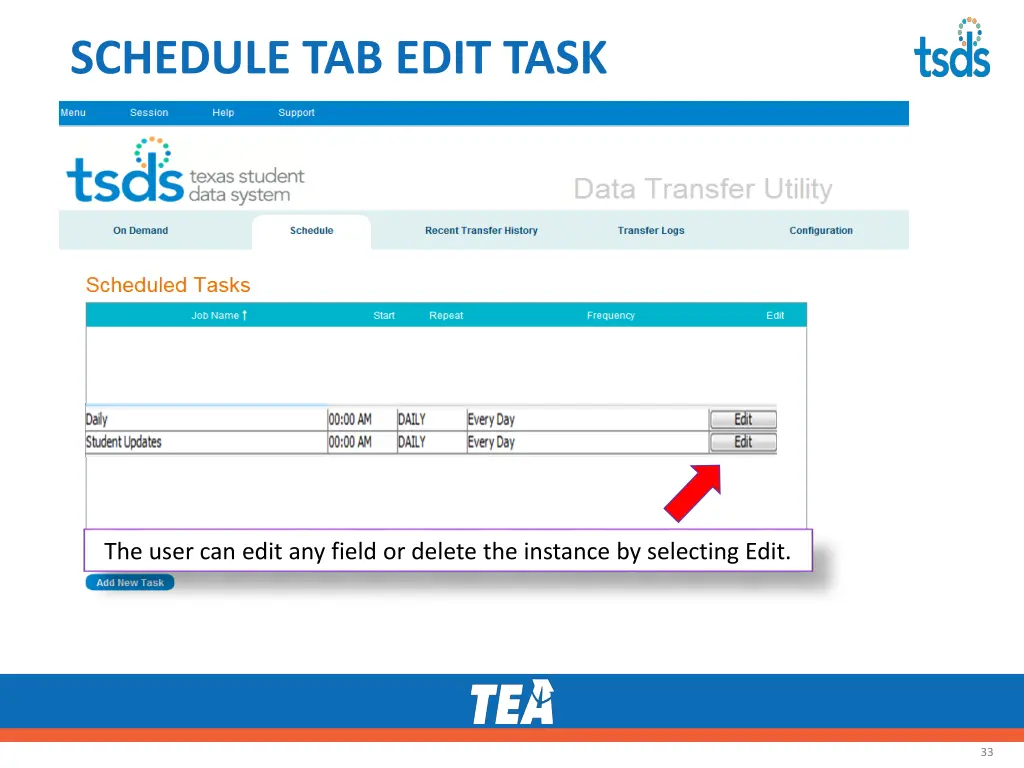 schedule tab edit task