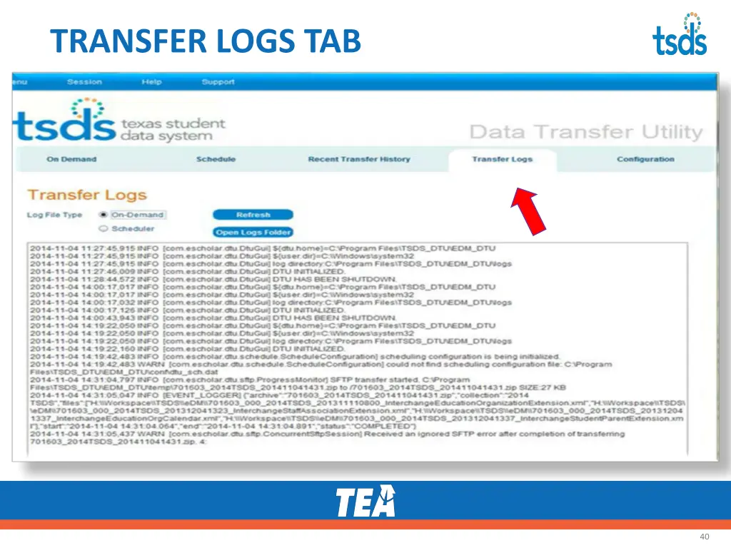 transfer logs tab 1