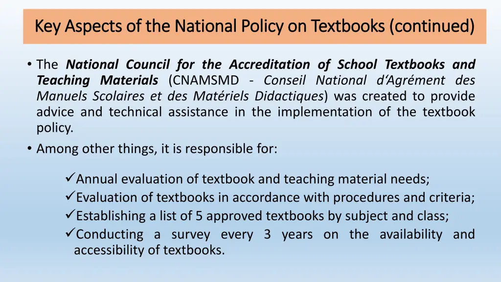 key aspects of the national policy on textbooks