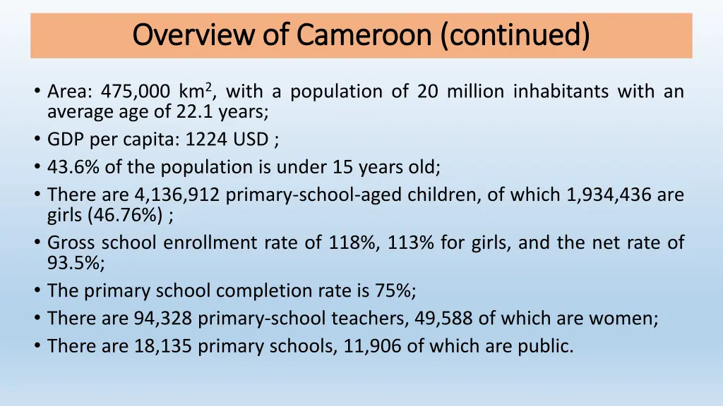 overview of cameroon continued overview