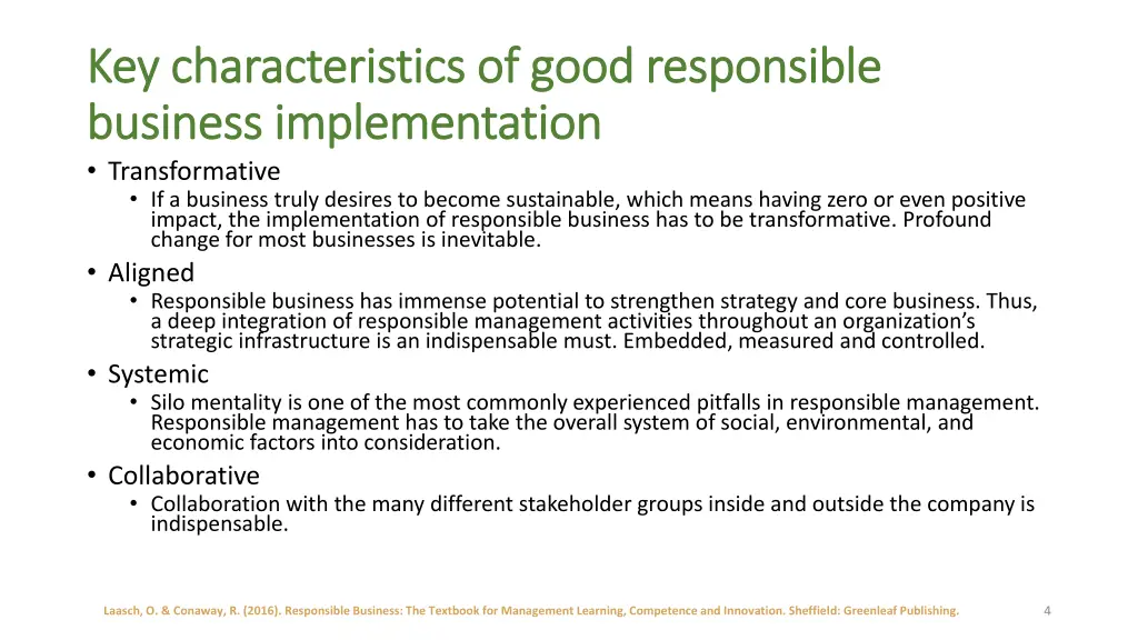 key characteristics of good responsible