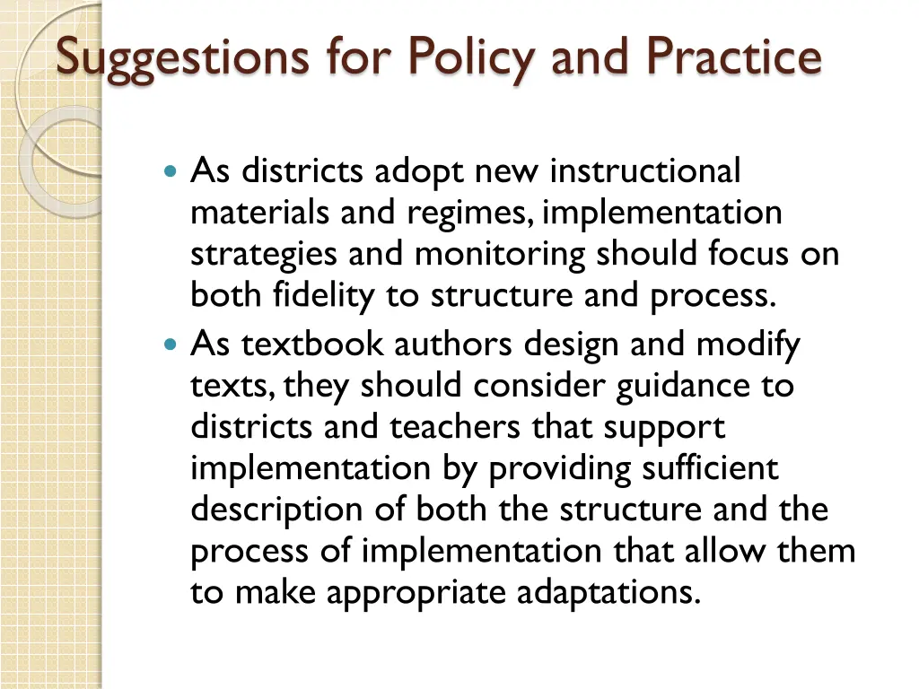 suggestions for policy and practice