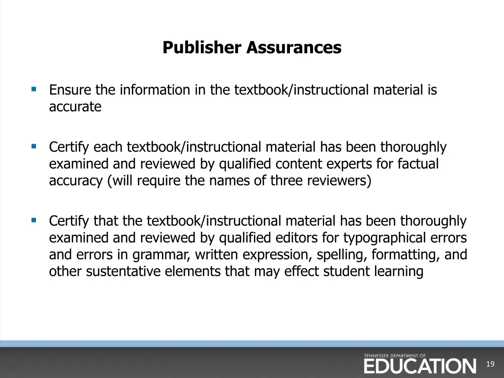 publisher assurances