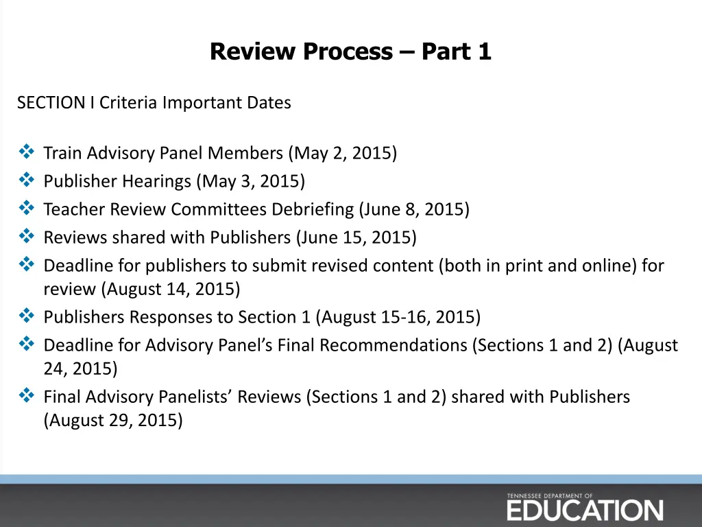 review process part 1