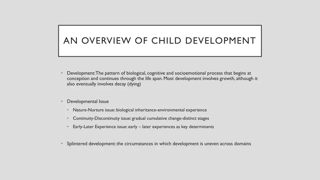 an overview of child development