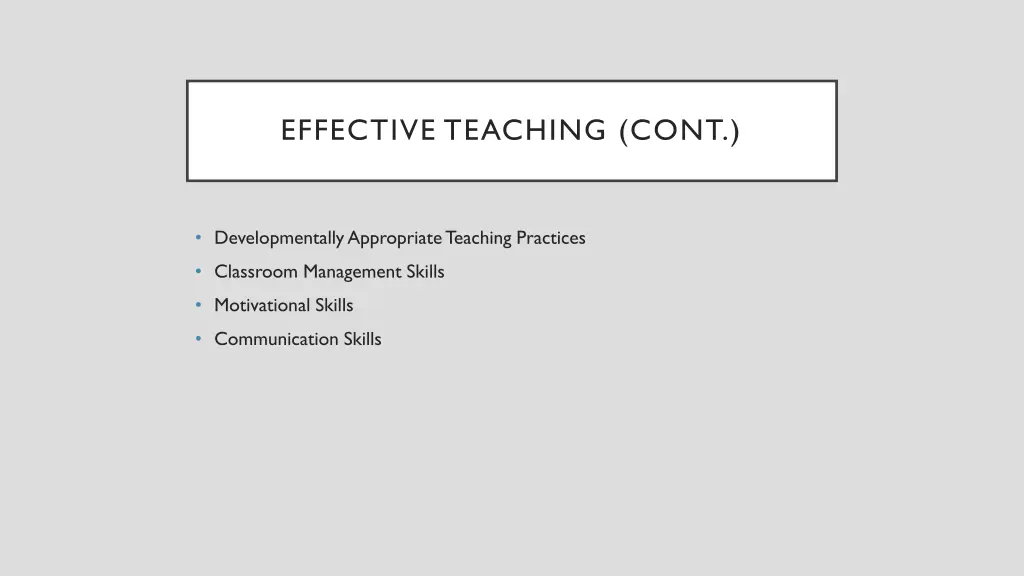 effective teaching cont