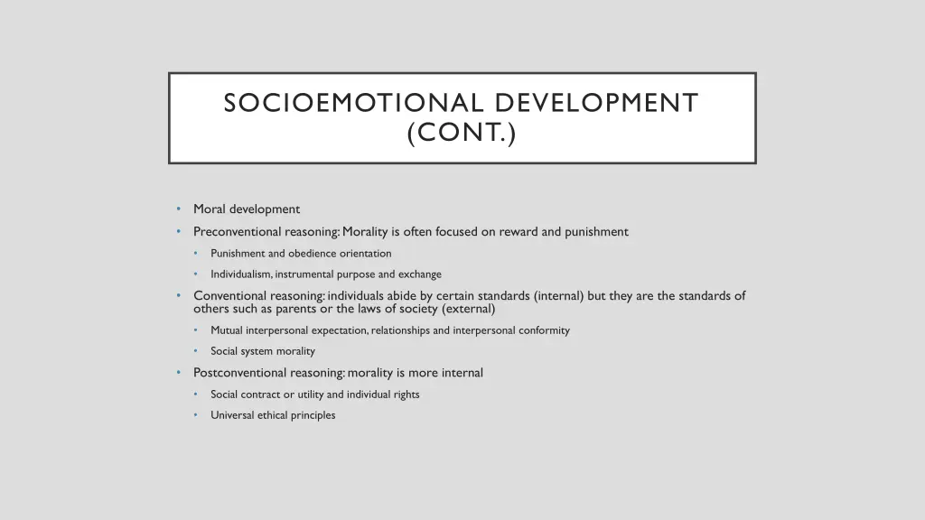 socioemotional development cont