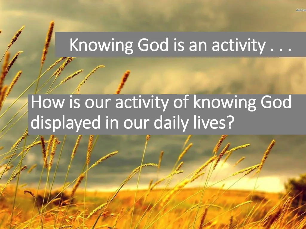 knowing god is an activity knowing 1