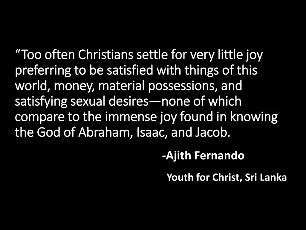 too often christians settle for very little