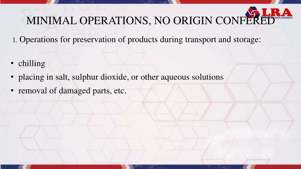 minimal operations no origin confered