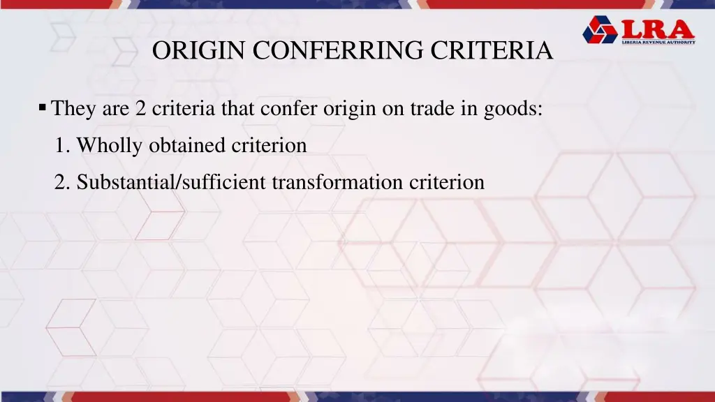 origin conferring criteria