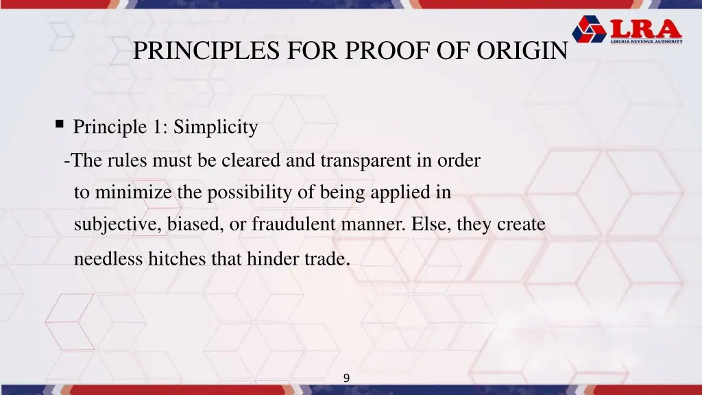 principles for proof of origin