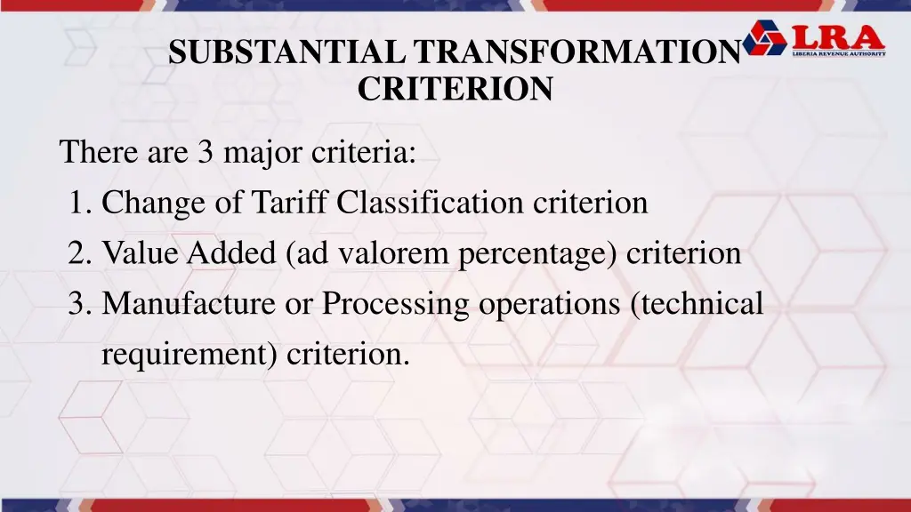 substantial transformation criterion