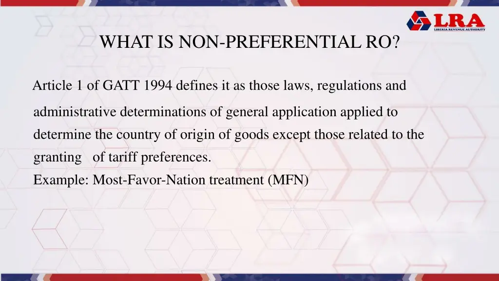 what is non preferential ro