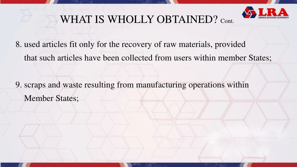 what is wholly obtained cont 1