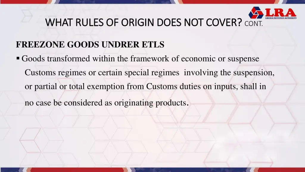 what rules of origin does not cover what rules 1