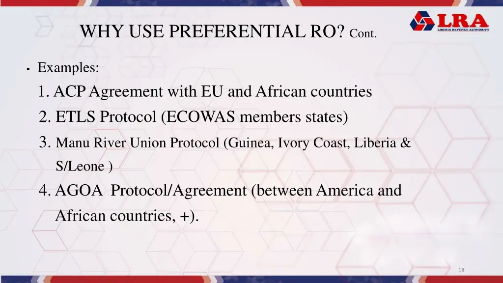 why use preferential ro cont