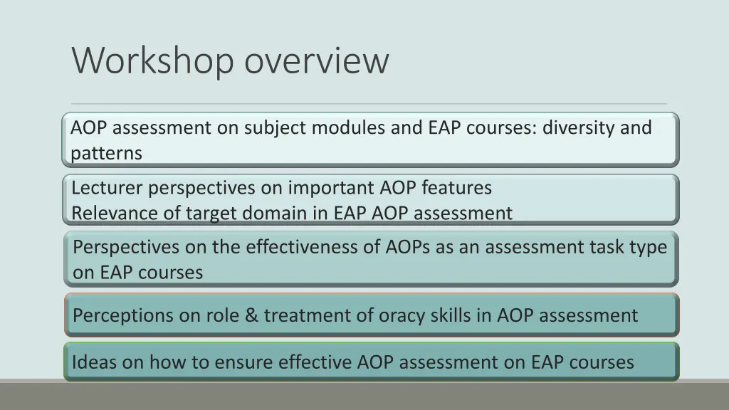 workshop overview