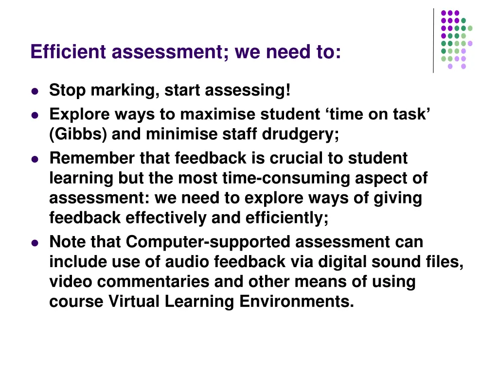 efficient assessment we need to
