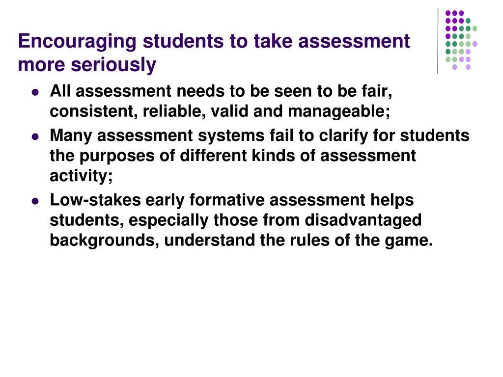encouraging students to take assessment more