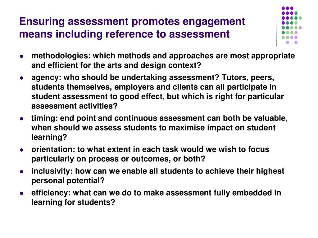 ensuring assessment promotes engagement means