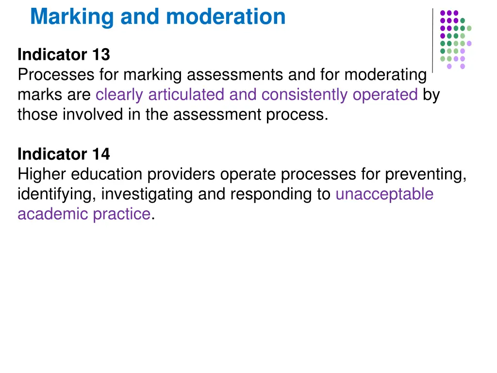 marking and moderation