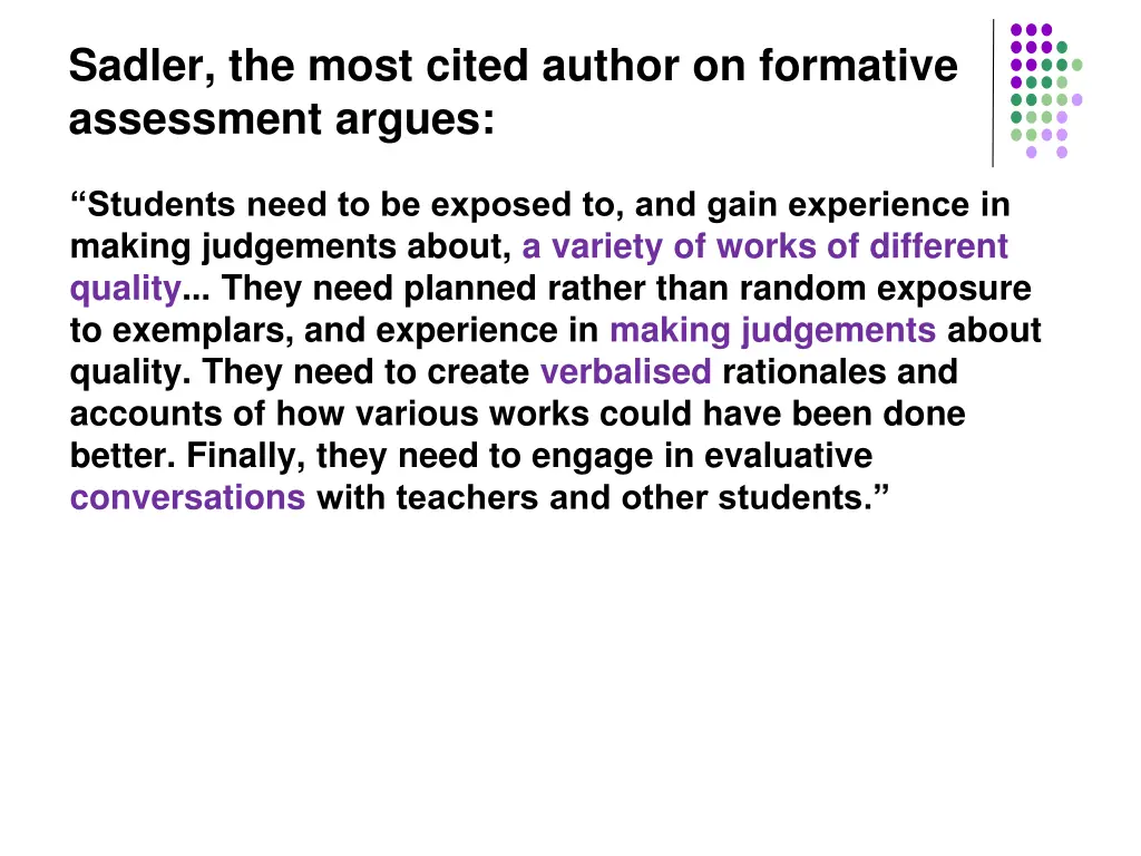 sadler the most cited author on formative