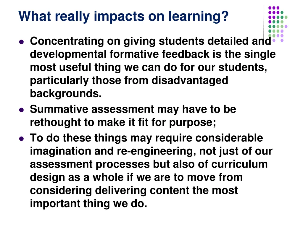 what really impacts on learning