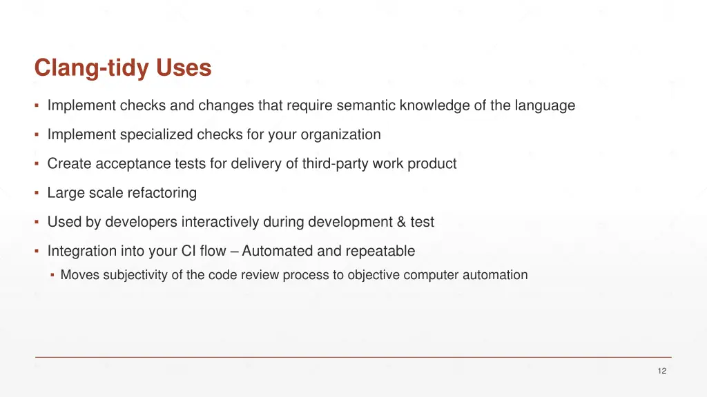 clang tidy uses