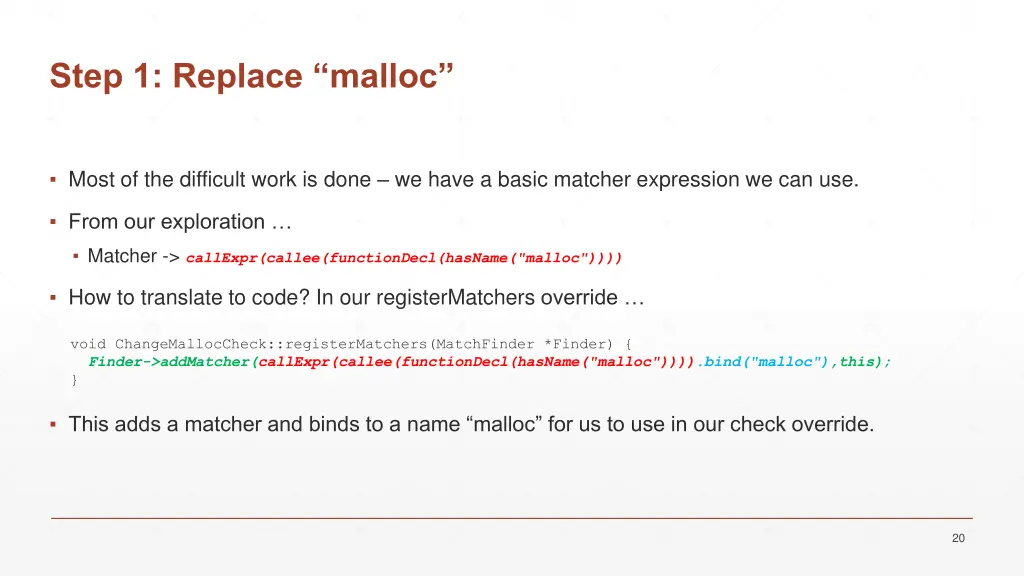 step 1 replace malloc