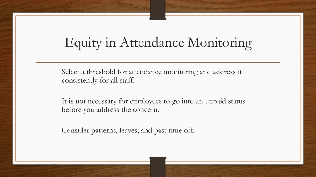 equity in attendance monitoring