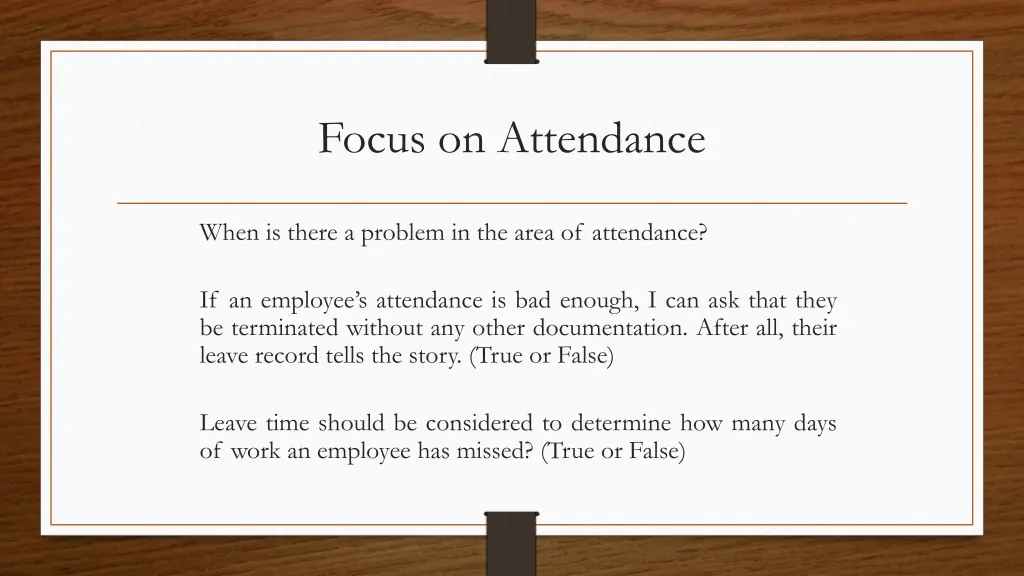 focus on attendance